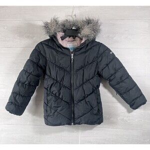 Columbia Sports Wear Insulated Jacket Girl's Medium Youth Fur Lined Hood Coat